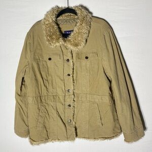 Vintage BUM Equipment Plus Tan Corduroy Utility Jacket Chore Coat 2X